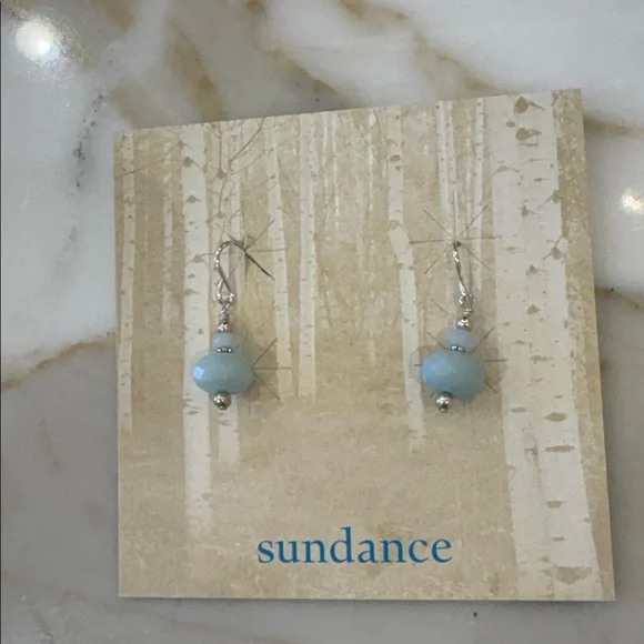 Sundance Catalog Faceted Amazonite and Sterling Silver Earrings—Beautiful!! New!